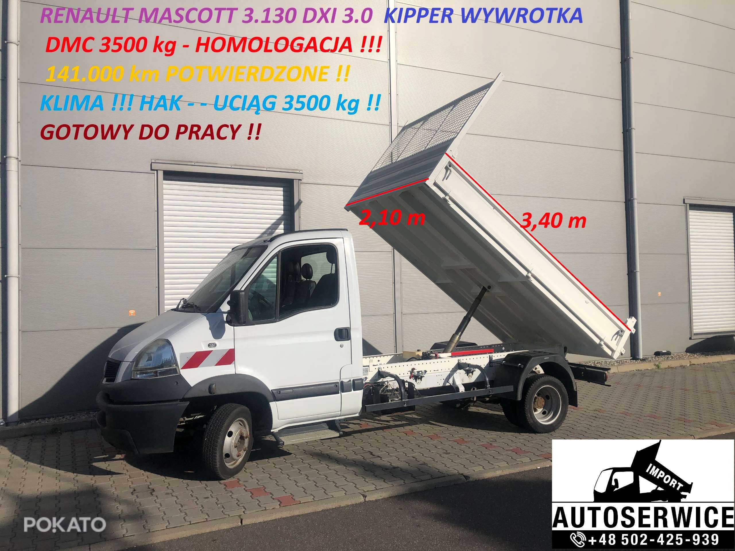 Renault MASCOTT 3.130 Dxi Kipper Wywrotka Homologa