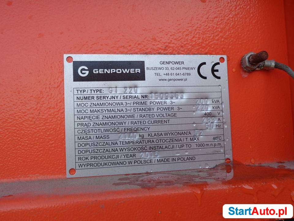 Agregat Generator Genpower GI 220 + MAN Zestaw