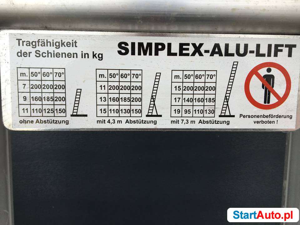 Aluminiowa drabina dekarska Simplex 200 Standard winda dach