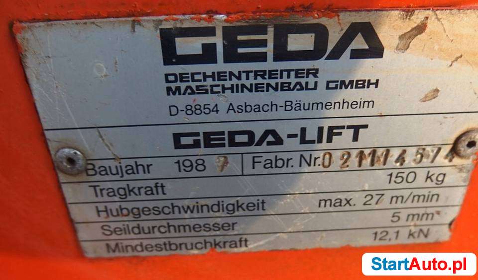 Drabina winda dekarska do transportu pionowego z koszem 13m