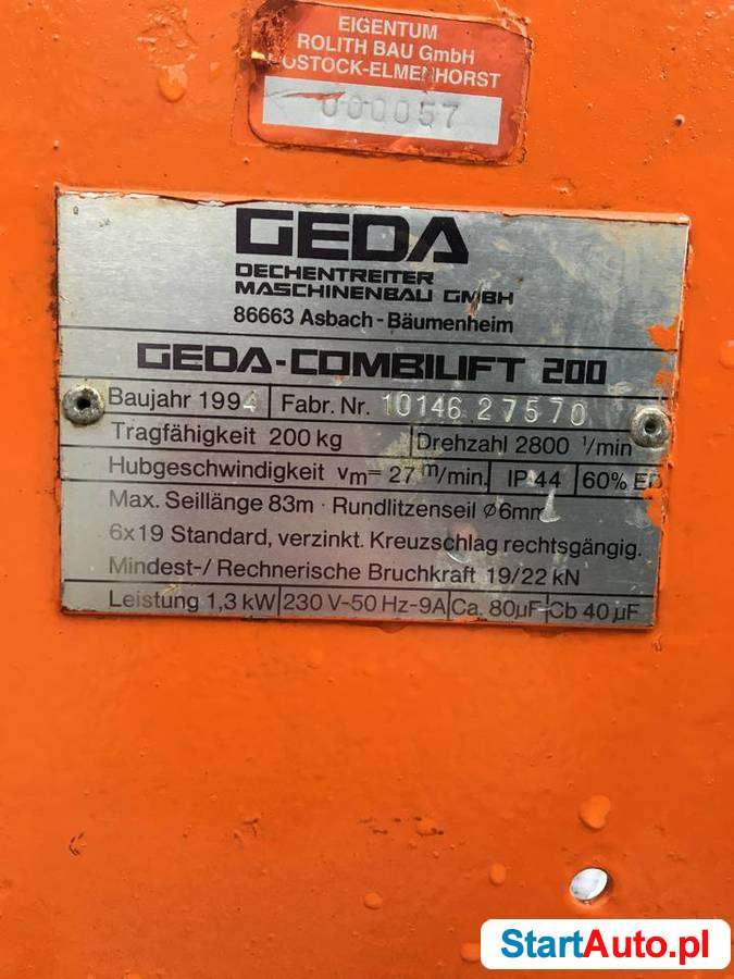 Drabina winda dekarska GEDA COMBILIFT 200kg fotowoltaika