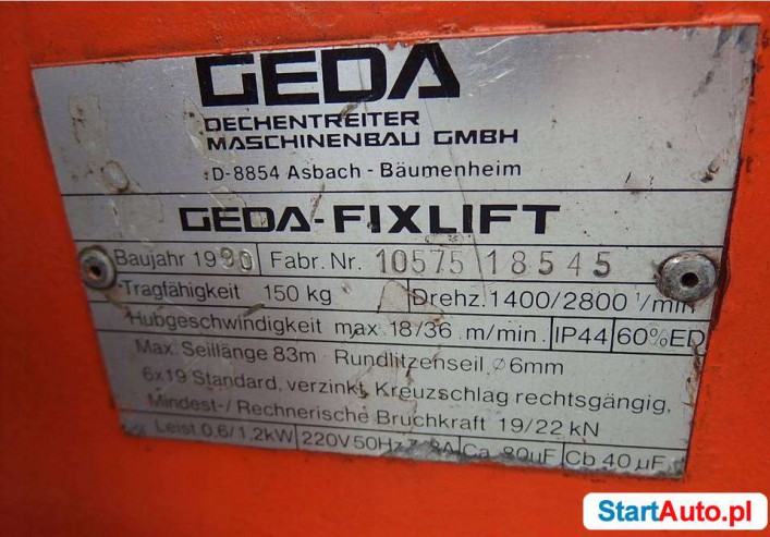 Drabina winda dekarska GEDA FIXLIFT 16m