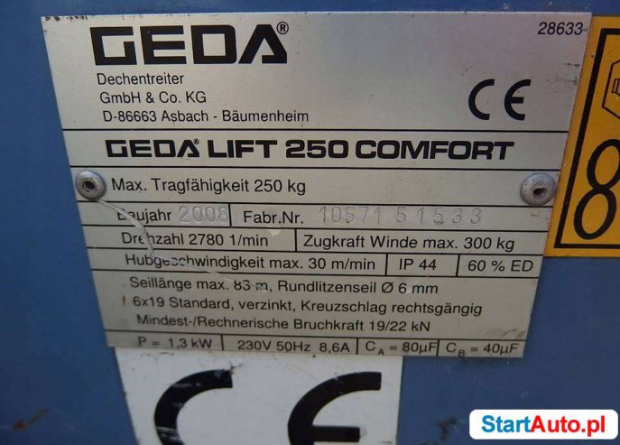 Drabina winda dekarska GEDA – LIFT 250 Comfort (130)