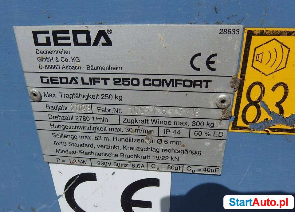 Drabina winda dekarska GEDA – LIFT COMFORT 250 16 metrów