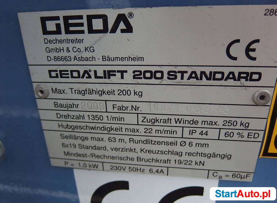 Drabina winda dekarska GEDA -LIFT STANDARD 200 (141)