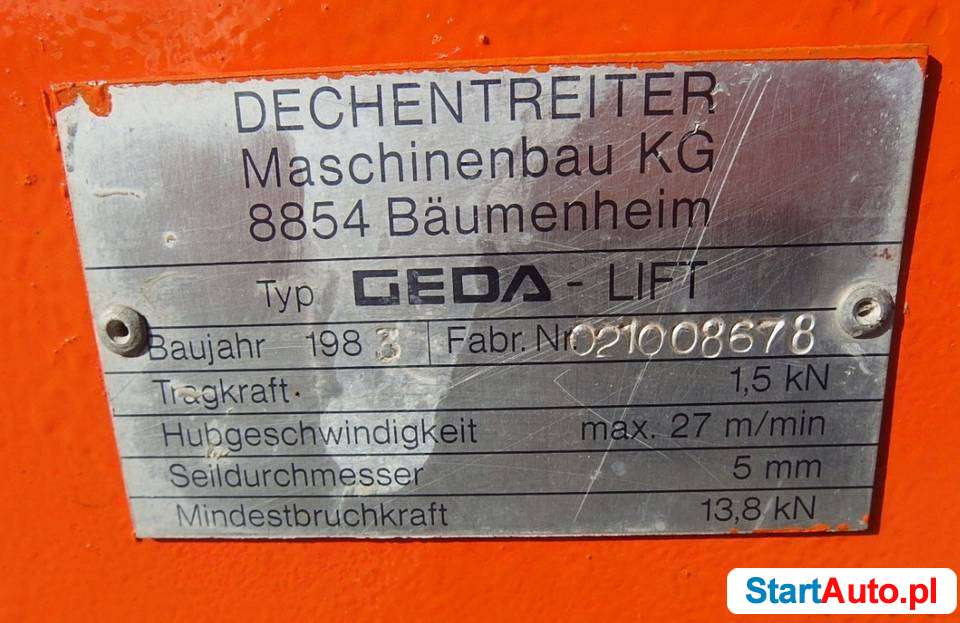 Drabina winda dekarska GEDA LIFT z gruzownikiem (122)