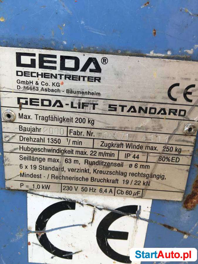 Drabina winda dekarska GEDA Standard 200 15m wciągarka dach