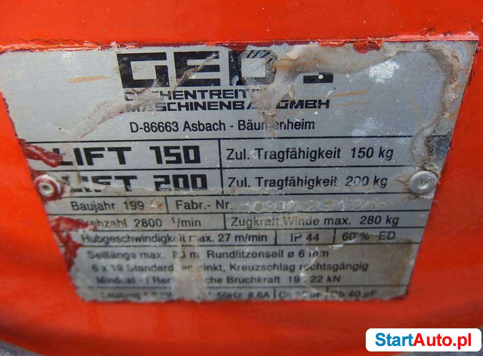 Drabina Winda Dekarska GEDA wyciąg 18m z ramą- OSB