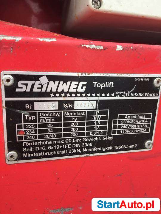 Drabina winda dekarska Steinweg Toplift 14m dachówka blacha