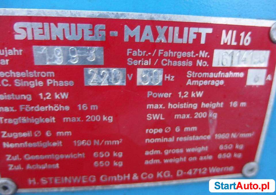 Drabina winda dekarska STEINWEG-MAXILIFT ML16