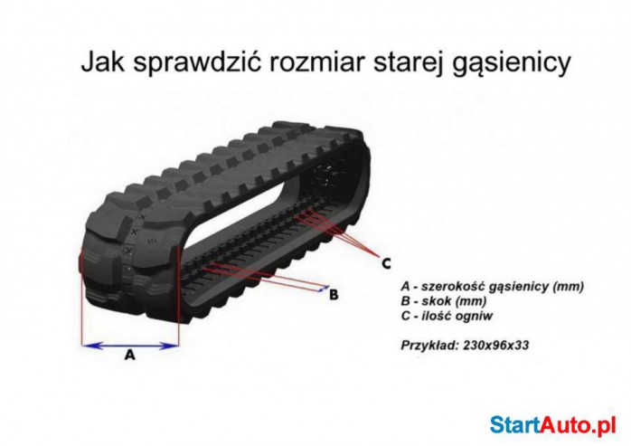 Gąsienica gumowa 250 x 72 x 52