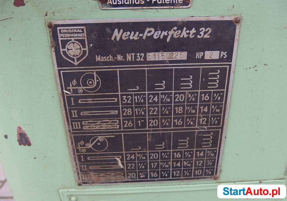 Giętarka do drutu prętów strzemion PEDDINGHAUS 32M