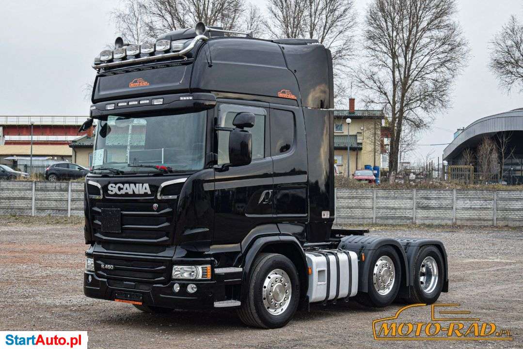 Scania R450 / EURO 6 / 6×2 / BEZ EGR-A / TOPLINE / GABARYTY / OŚ SKRĘTNA – PODNOSZONA / NAWIGACJA / KLIMA POSTOJOWA / SKÓRA / ALUFELGI / LEDY / RETARDER / WERSJA PREMIUM / Z NIEMIEC