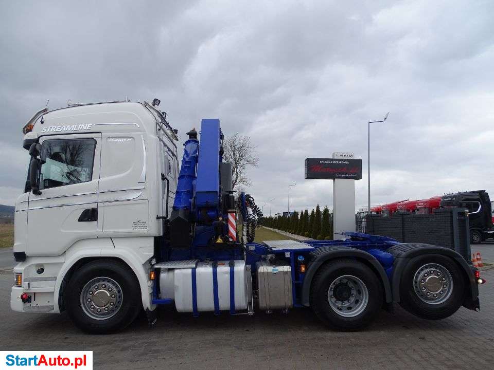 Scania R 580 / V8 / 6 X 2 / BOOGIE – 66 TON !!! / HDS HMF 3220 – WYSÓW 12,5 M /STEROWANIE RADIOWE /