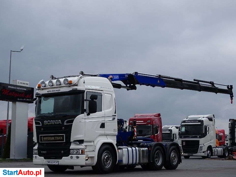 Scania R 580 / V8 / 6 X 2 / HDS HMF 3220 – WYSÓW 12,5 M / BARDZO BOGATE WYPOSAŻENIE / PILOT /