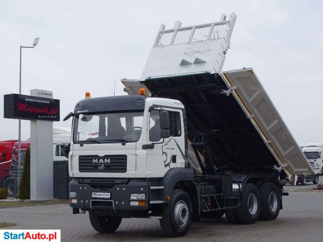 MAN TGA 26.400 / 6 X 4 / 3 STRONNY KIPPER / 2 X HYDROBURTA / WYWROTKA /MANUAL /