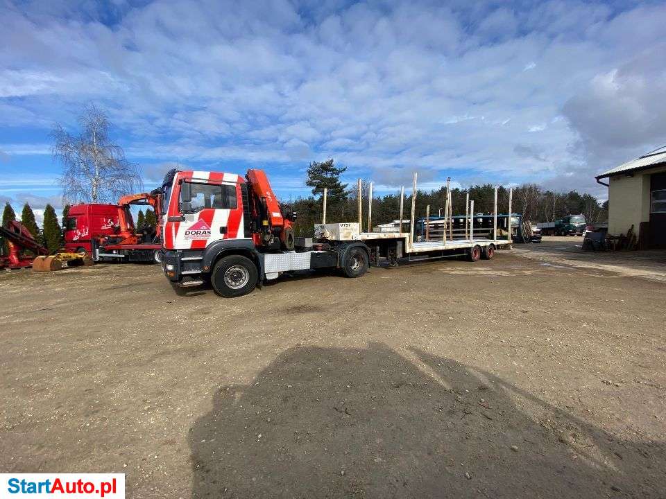 MAN TGA 410 4×2 HDS Palfinger PK29002G 8 Wysuwow Naczepa Do Więźby