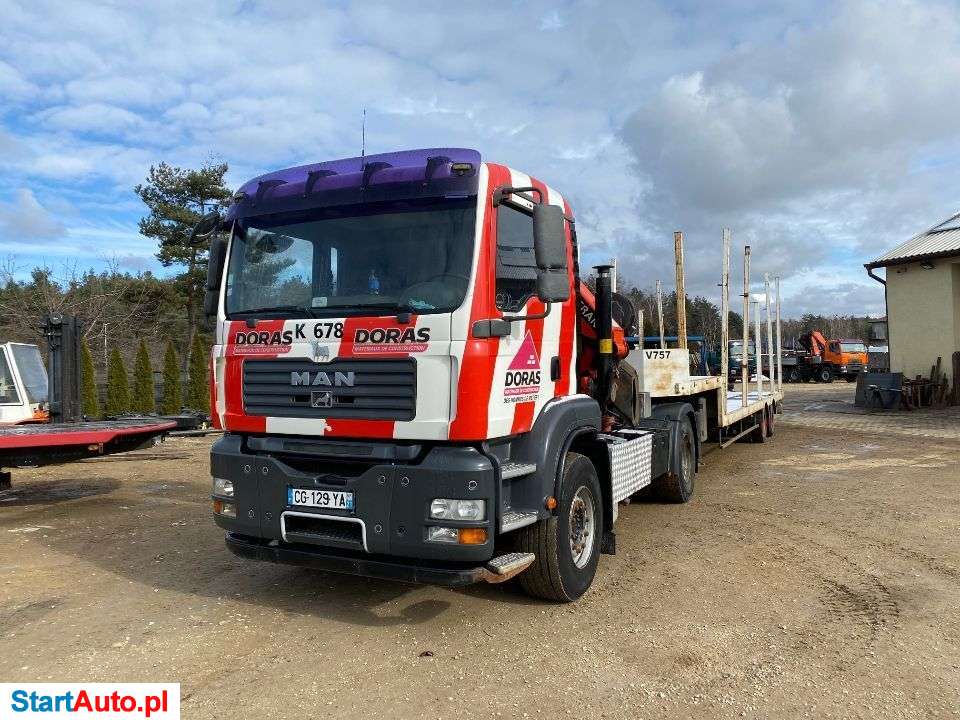MAN TGA 410 4×2 HDS Palfinger PK29002G 8 Wysuwow Naczepa Do Więźby