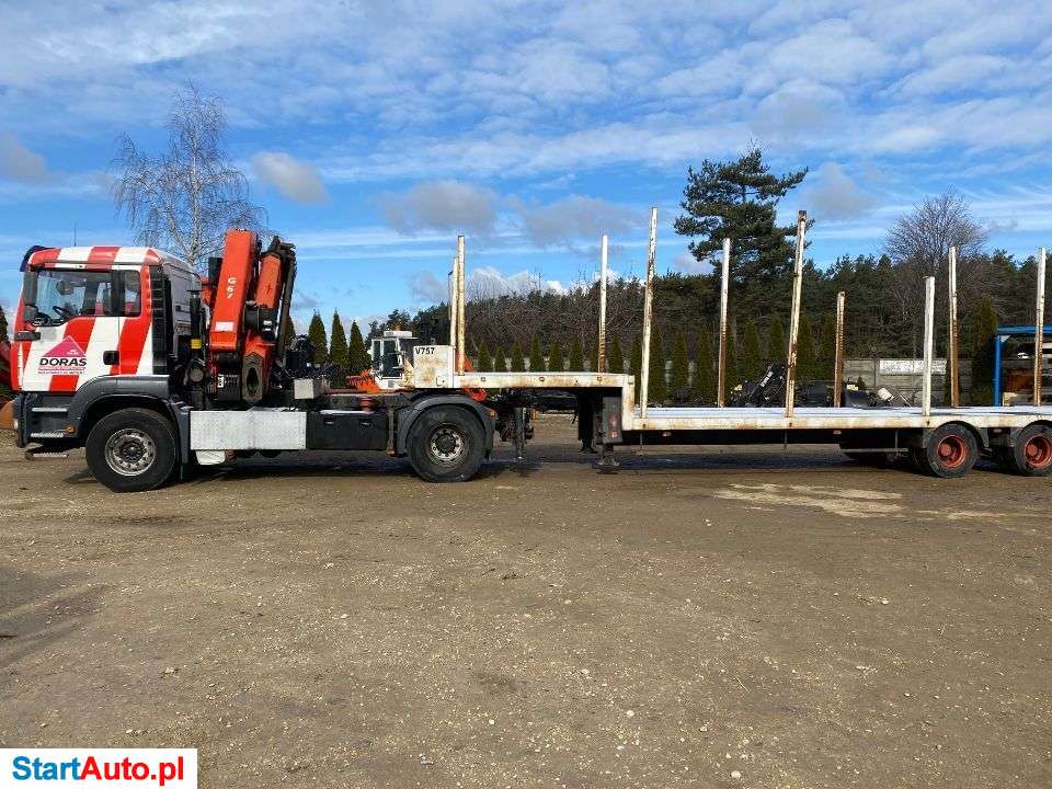 MAN TGA 410 4×2 HDS Palfinger PK29002G 8 Wysuwow Naczepa Do Więźby
