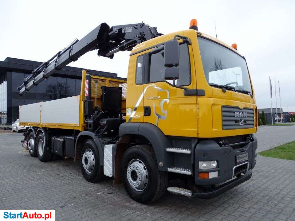 MAN TGA 35.390 / 8 X 2 / SKRZYNIOWY – 6,05 M / HDS HIAB 700 / WYSUW – 15 M / UDŹWIG 18 TON / RETARDER / OŚ SKRĘTNA I PODNOSZONA /