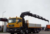 MAN TGA 35.390 / 8 X 2 / SKRZYNIOWY – 6,05 M / HDS HIAB 700 / WYSUW – 15 M / UDŹWIG 18 TON / RETARDER / OŚ SKRĘTNA I PODNOSZONA /