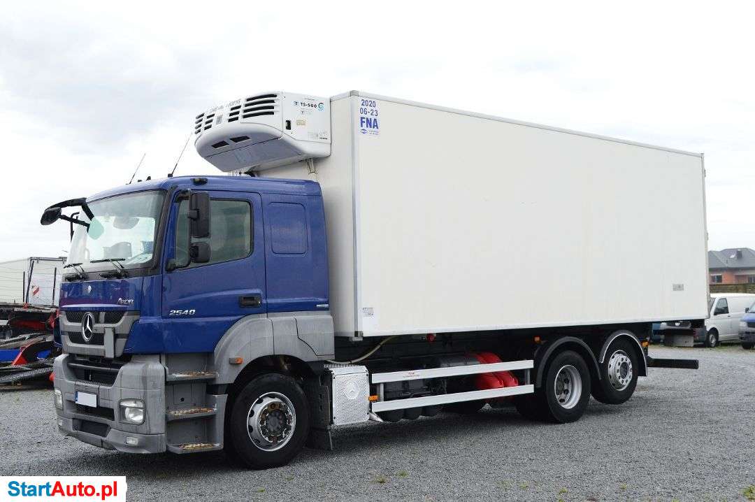 Mercedes-Benz AXOR 2540 6×2 EURO 5 CHŁODNIA HAKOWA HAKI KLIMA WEBASTO RETARDER LODÓWKA IZOTERMA KONTENER + DRZWI THERMOKING TS500 SPALINOWY KAMERA COFANIA PRZÓD + TYŁ NA PODUSZKACH