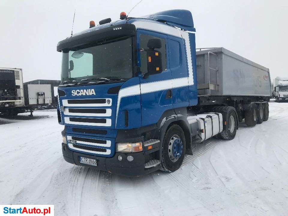 Scania DZIERŻAWA SCANIA WYWROTKAALUMINIOWA ŻWIROWA * TACHO NA TARCZKI * NACZEPA WYWROTKA * ZESTAW WYNAJEM 7 Tys Zł