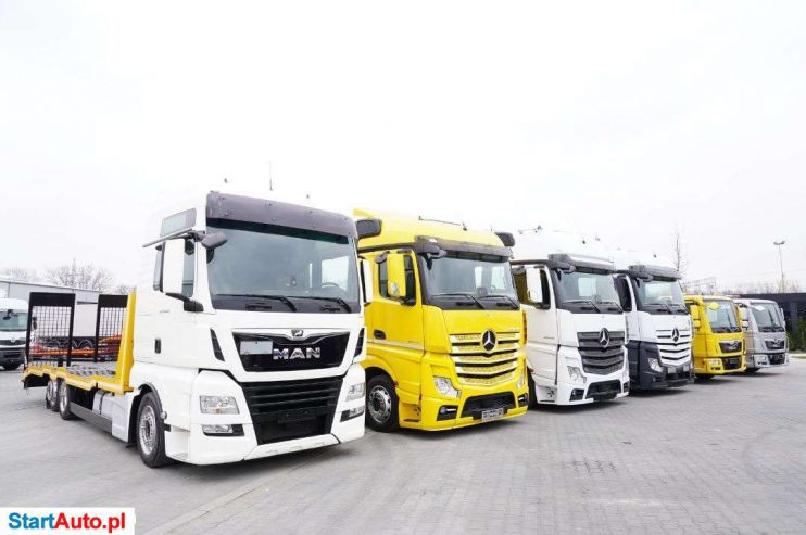 Mercedes-Benz Actros 2542 , 2545 , MAN TGX 26.460 , TGL 8.180 , TGL 12.220 , Autolaweta , Laweta , Platforma , Transport Maszyn
