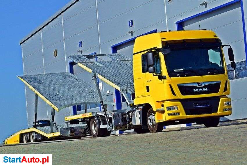 MAN Zabudowa Piętrowa Autolaweta Z Przyczepą Pneumatyczną Rozsuwany Dyszel
