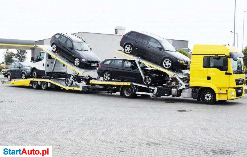 MAN Zabudowa Piętrowa Autolaweta Z Przyczepą Pneumatyczną Rozsuwany Dyszel