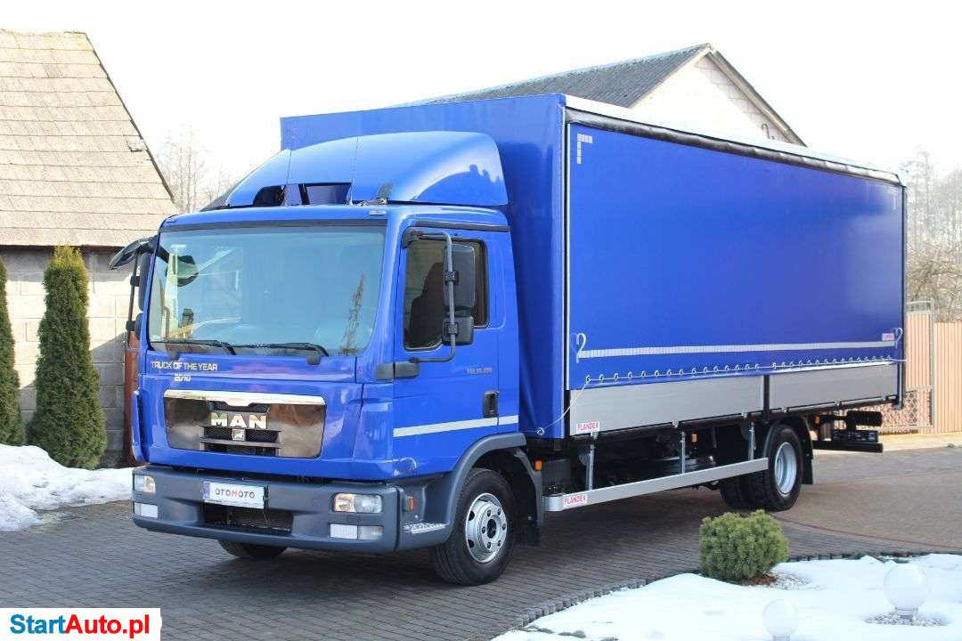 MAN TGL 10.180 POLSKI SALON 1 WŁASICICEL NISKI PRZEBIEG SKRZYNIA Z PLANDEKA 2X FIRANKA