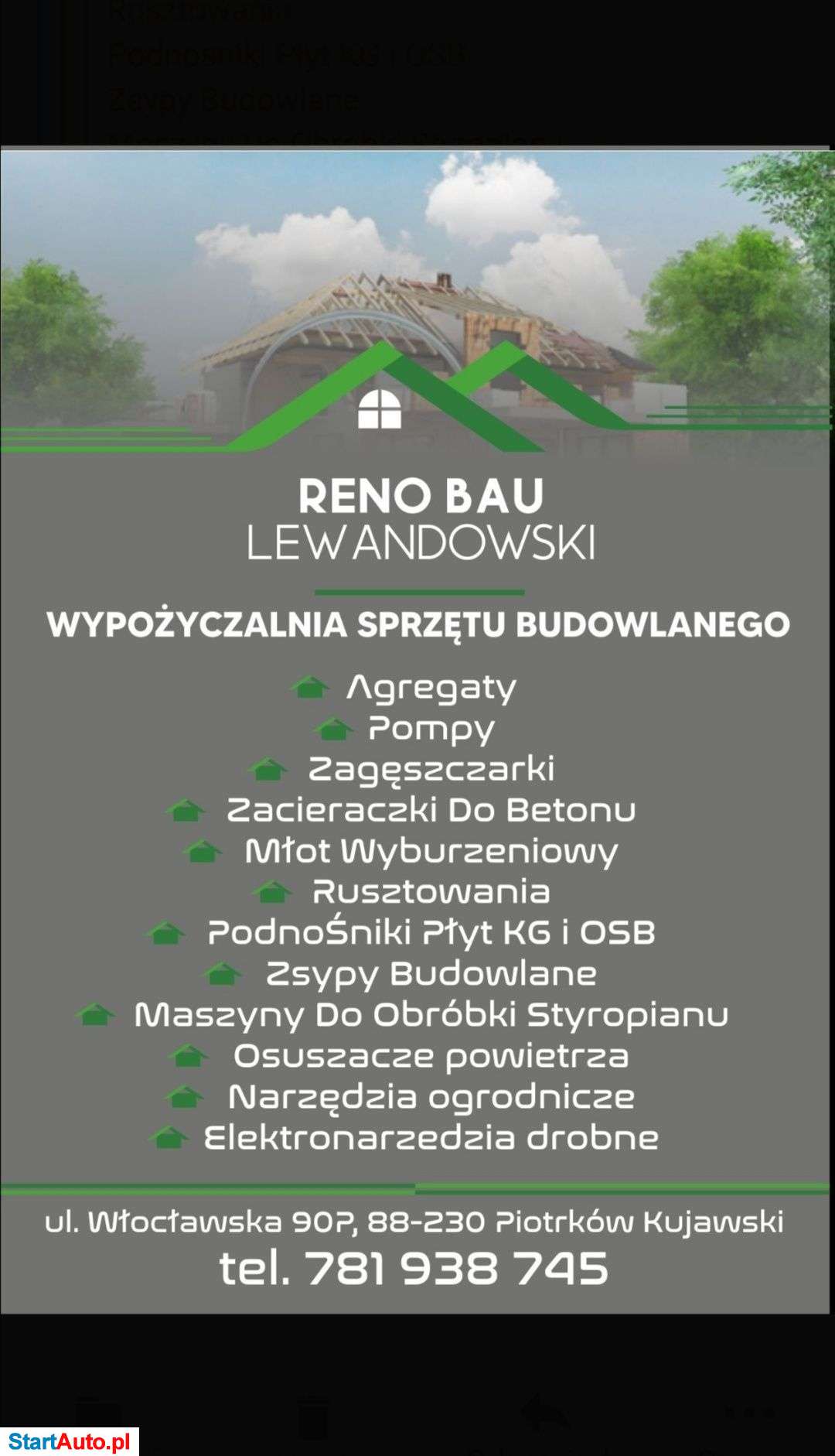 Wypożyczalnia wynajem narzędzia budowlane ogrodnicze i inne