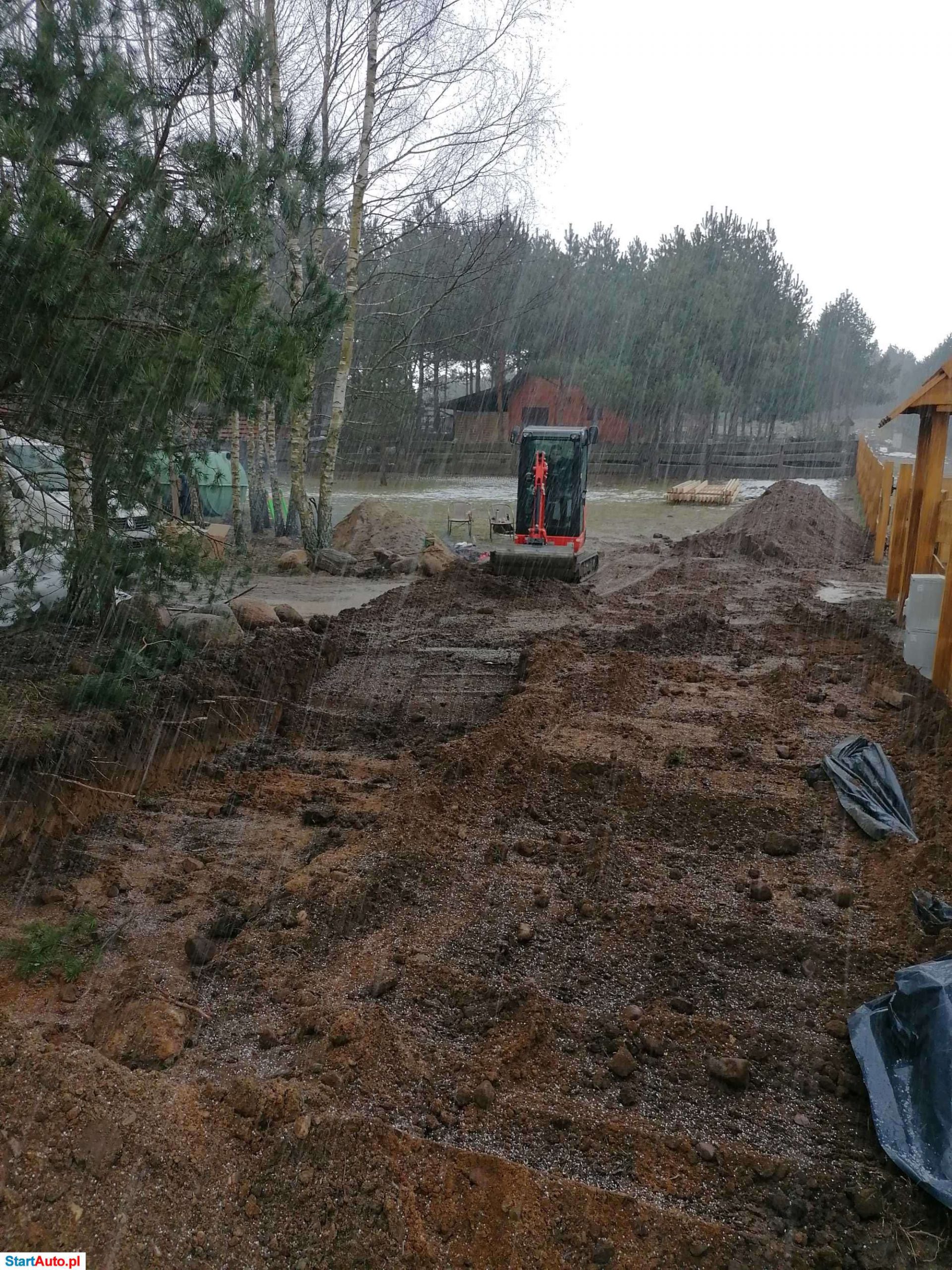 wynajem minikoparki z operatorem mrągowo, koparka łańcuchowa
