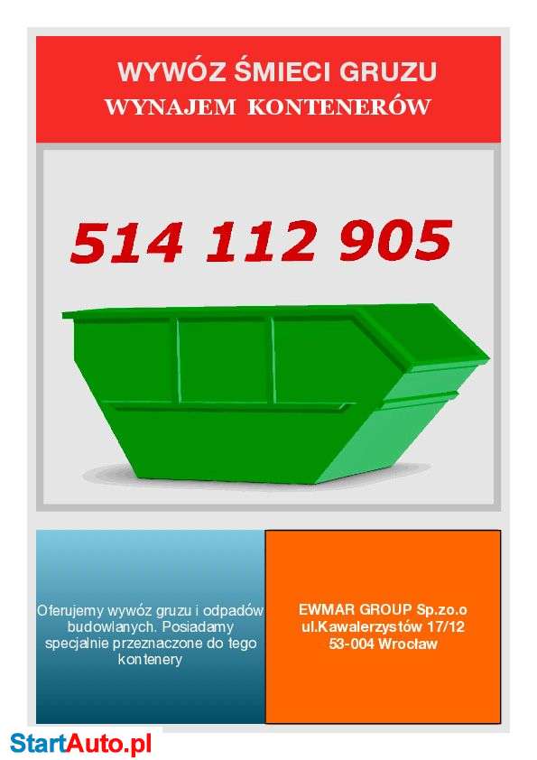 Kontener na gruz ,wynajem kontenerów, odbiór odpadów