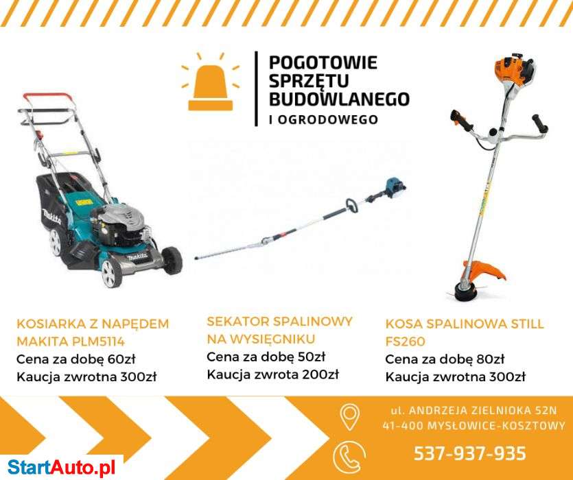 Kosiarka z napędem/ Sekator spalinowy / Kosa spalinowa WYNAJEM