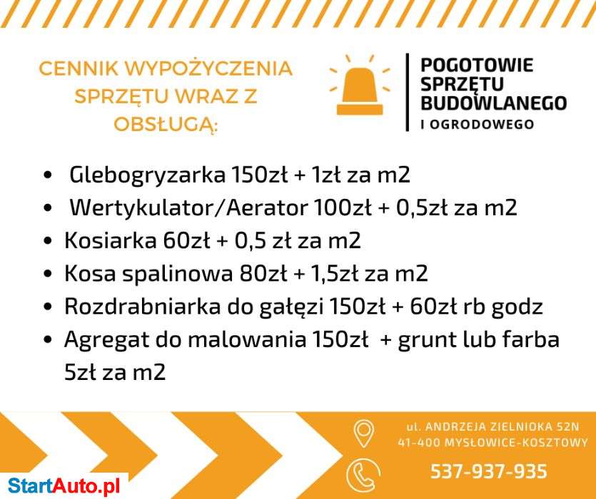 Wertykulator Aerator – Glebogryzarka -Świder Wiertnica Glebowa WYNAJEM
