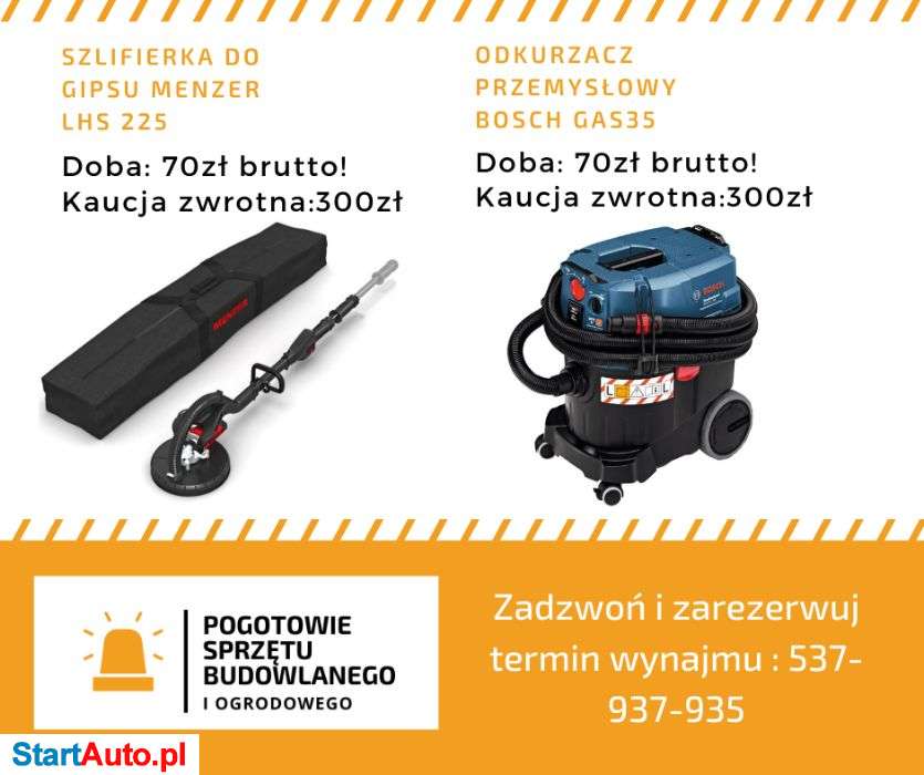 Szlifierka do gipsu/ żyrafa – Odkurzacz przemysłowy WYNAJEM