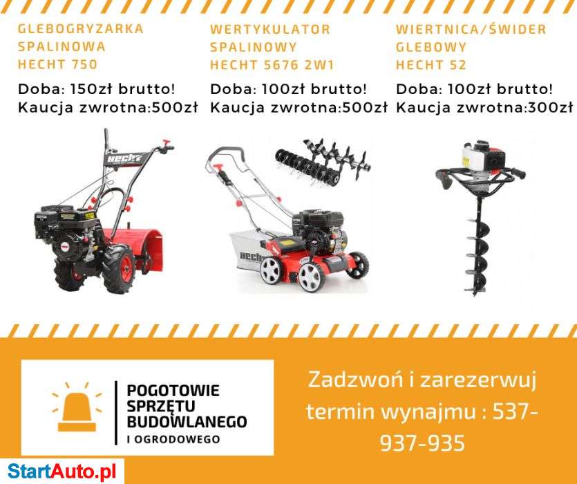 Wertykulator Aerator – Glebogryzarka -Świder Wiertnica Glebowa WYNAJEM