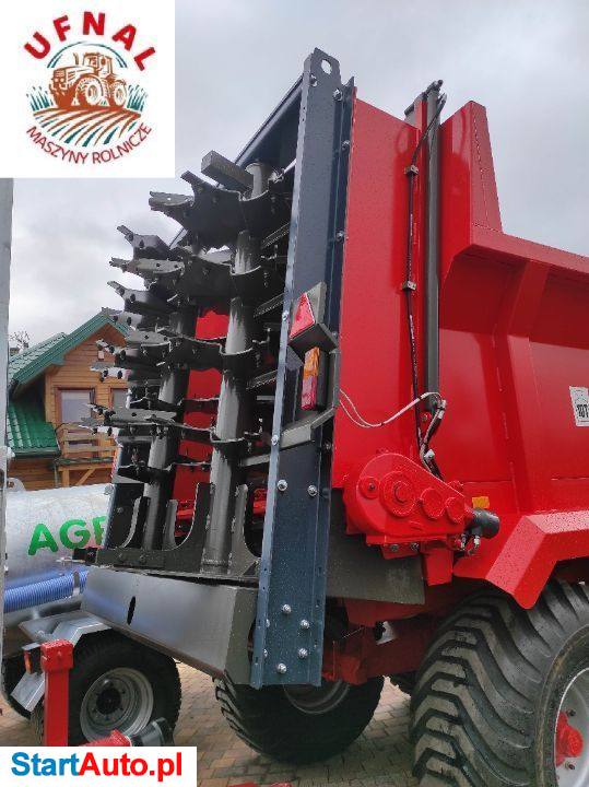 Rozrzutnik Skorupowy 10T Solidny Wałki Pionowe, Posuw, Klapa, Hamulce, Koła 500