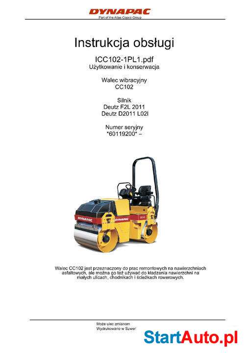 Instrukcja obsługi DTR walec DYNAPAC CC102