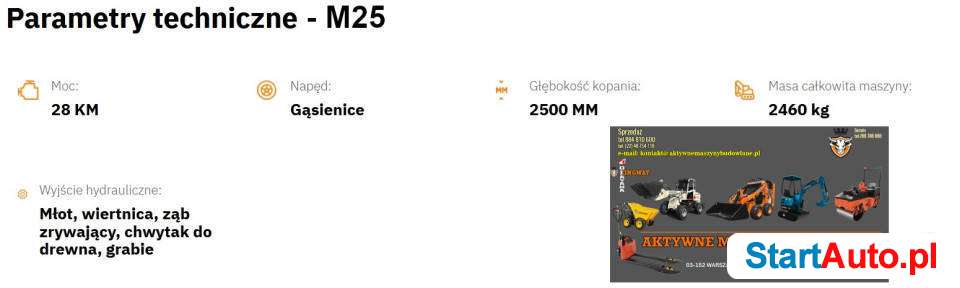 Kingway M25 minikoparka gąsienicowa