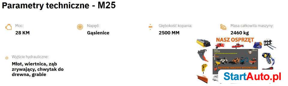 Kingway M25 minikoparka gąsienicowa