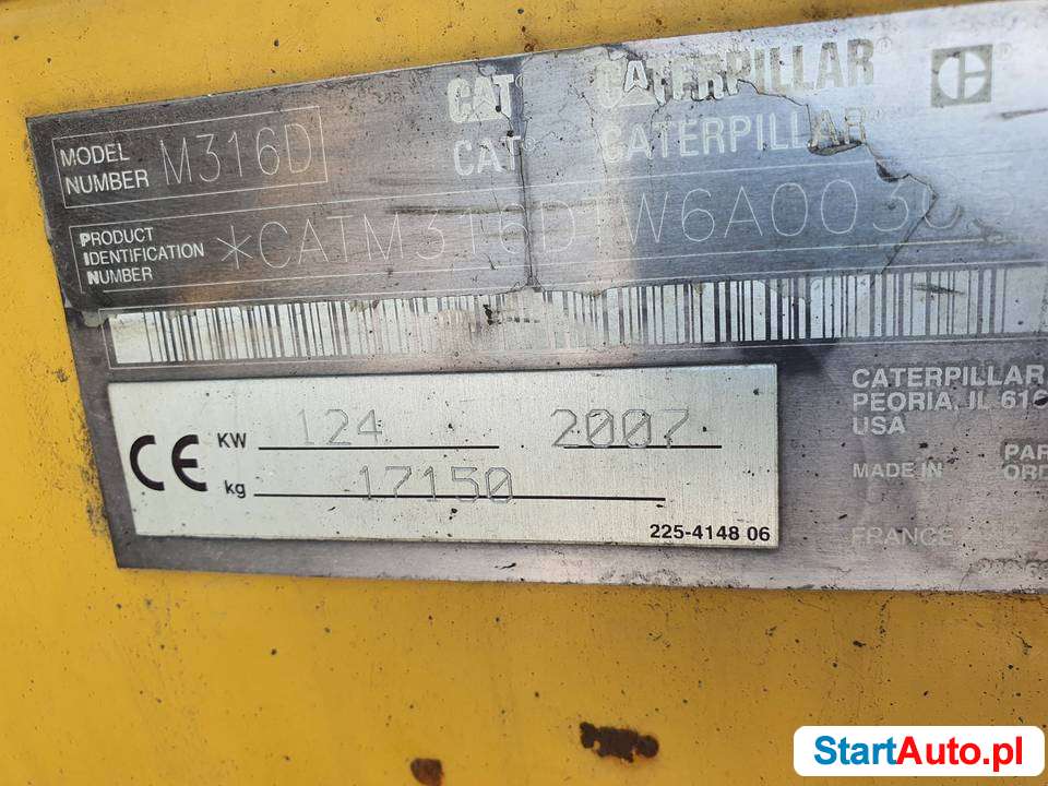Koparka kołowa CAT M316D r. 2007 – kołówka