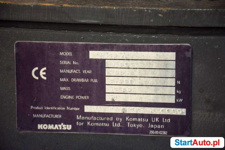 Koparka kolowa Komatsu PW130-7K CERTYFIKAT 2005