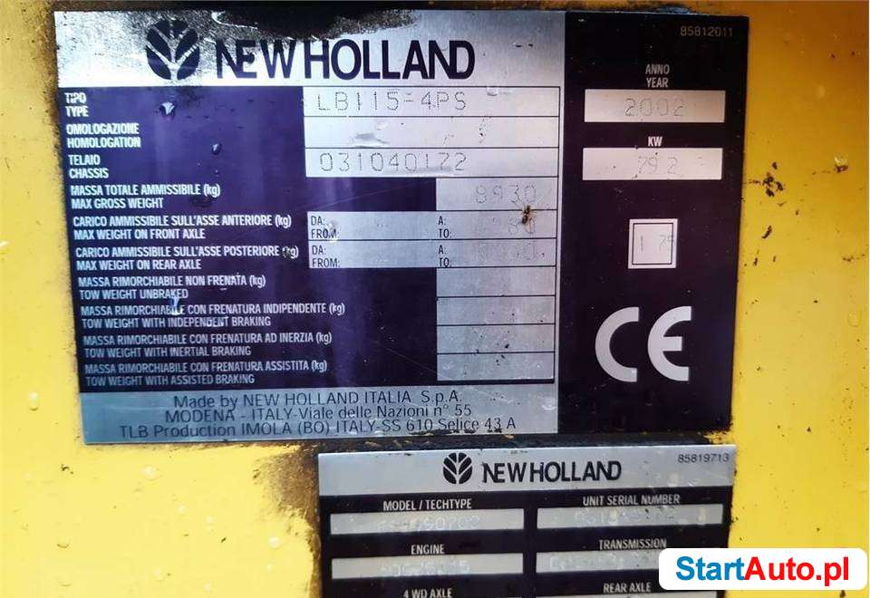 Koparko ladowarka new holland Duźe KOLA 4×4 Vat=0