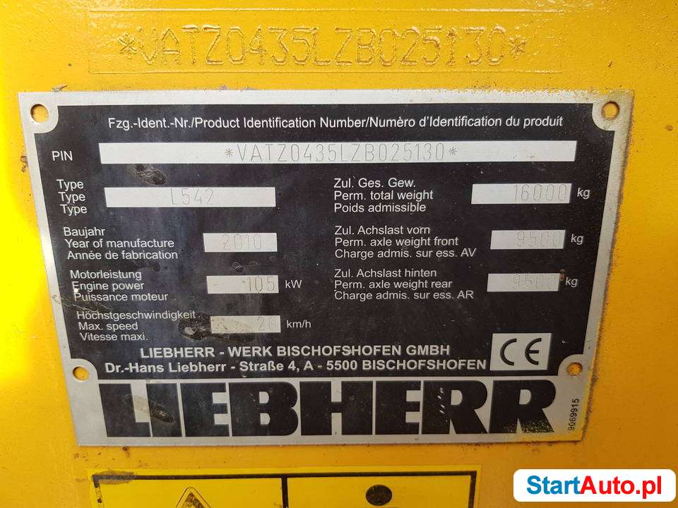 Liebherr L 542 2010r ładowarka wysokiego załadunku