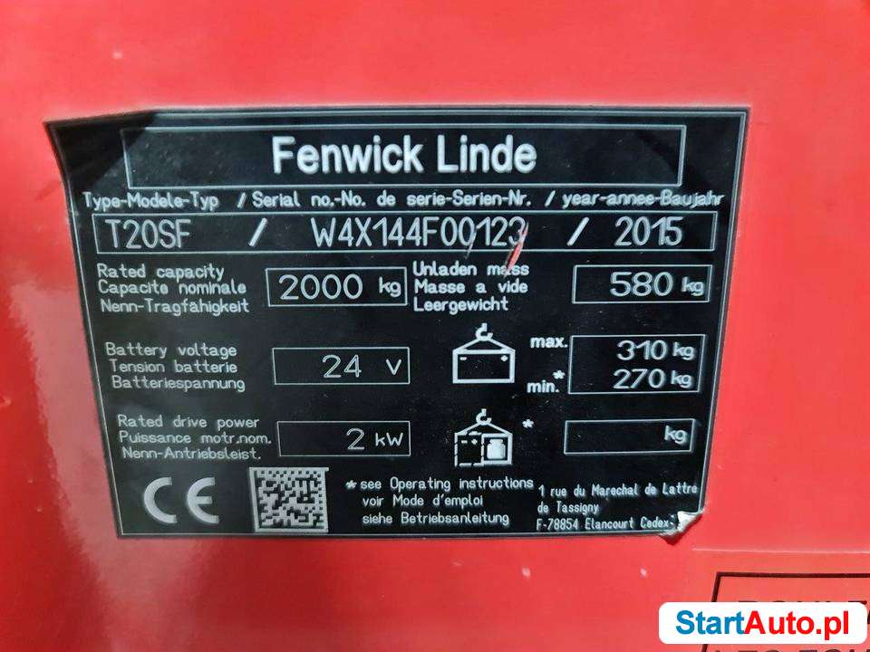 Linde T20SF paleciak elektryczny szerokie widły