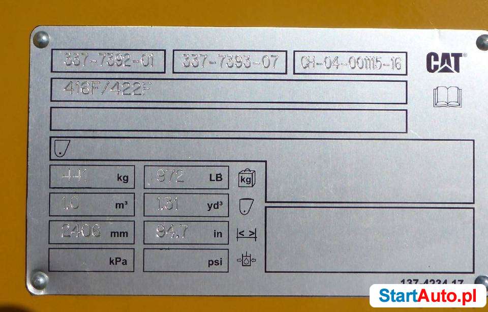 Łyżka do koparko ładowarki Caterpillar Cat 422 428 906 908