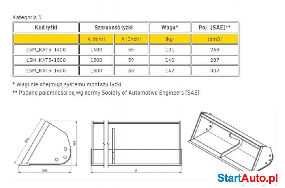 Łyżka Skarpowa Minikoparka Zwykła 5,6t – 9,0t CAT JCB VOLVO
