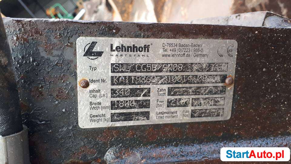 Łyżka skarpowa, skarpówka hydrauliczna Lehnhoff 180cm SW08